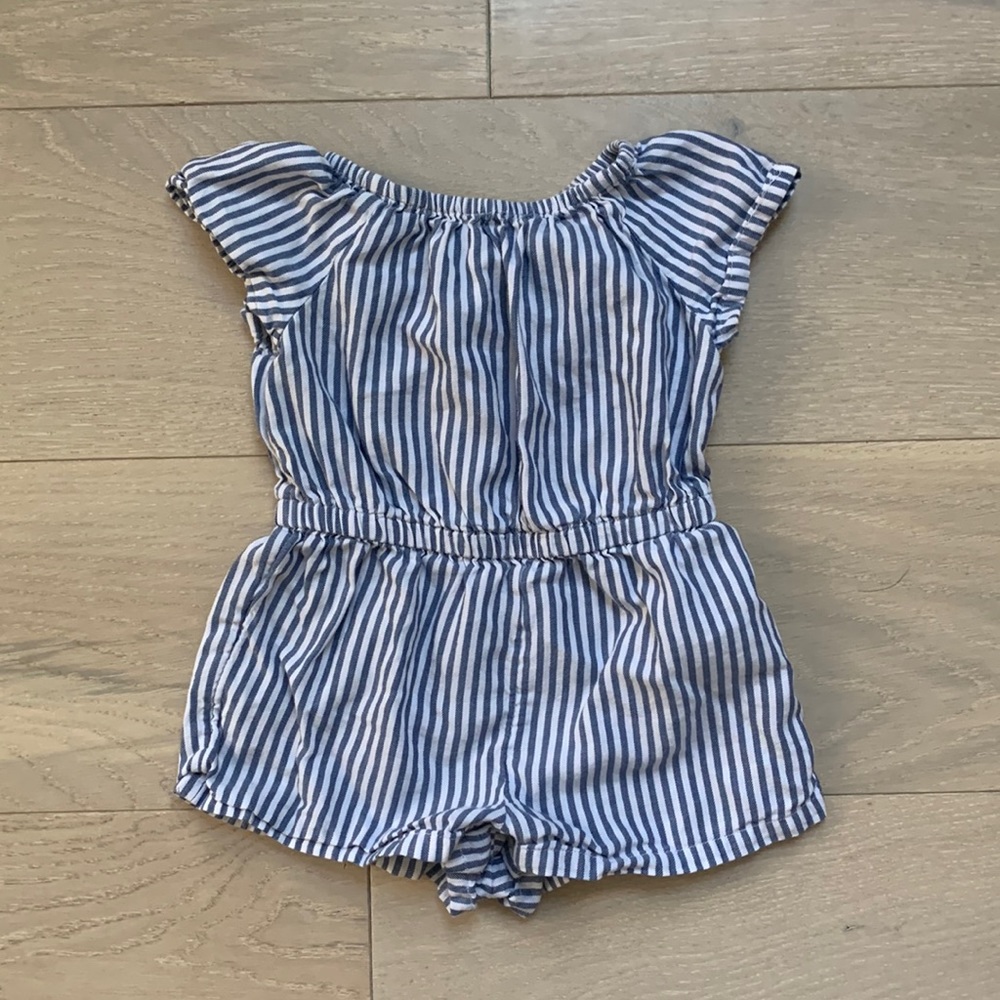 Coastal blue and white stripe romper - girls 12-18m Old Navy